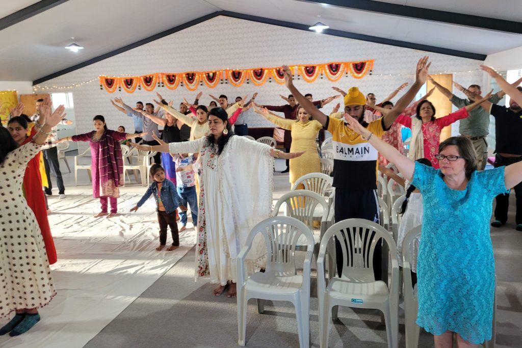 7. participants doing yoga