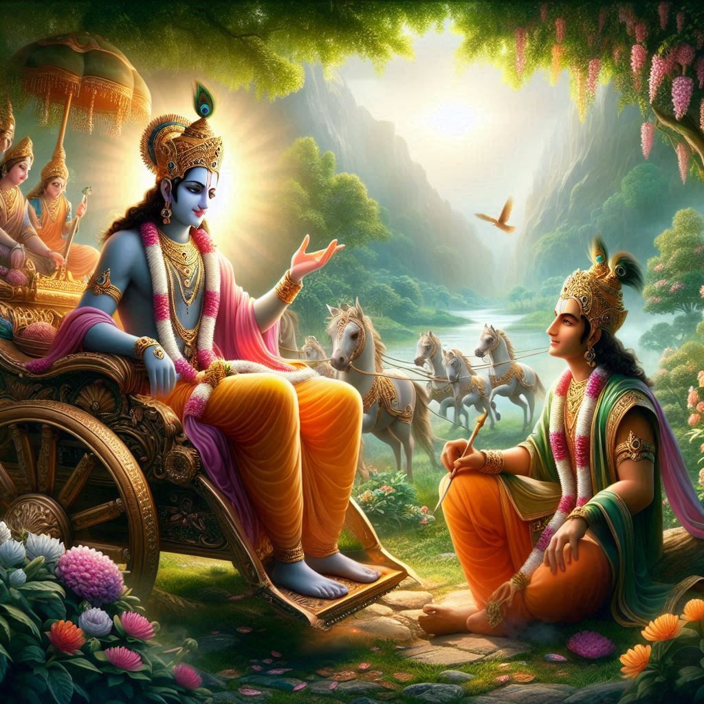 Krishna Giving Gita Gyan To Arjuna