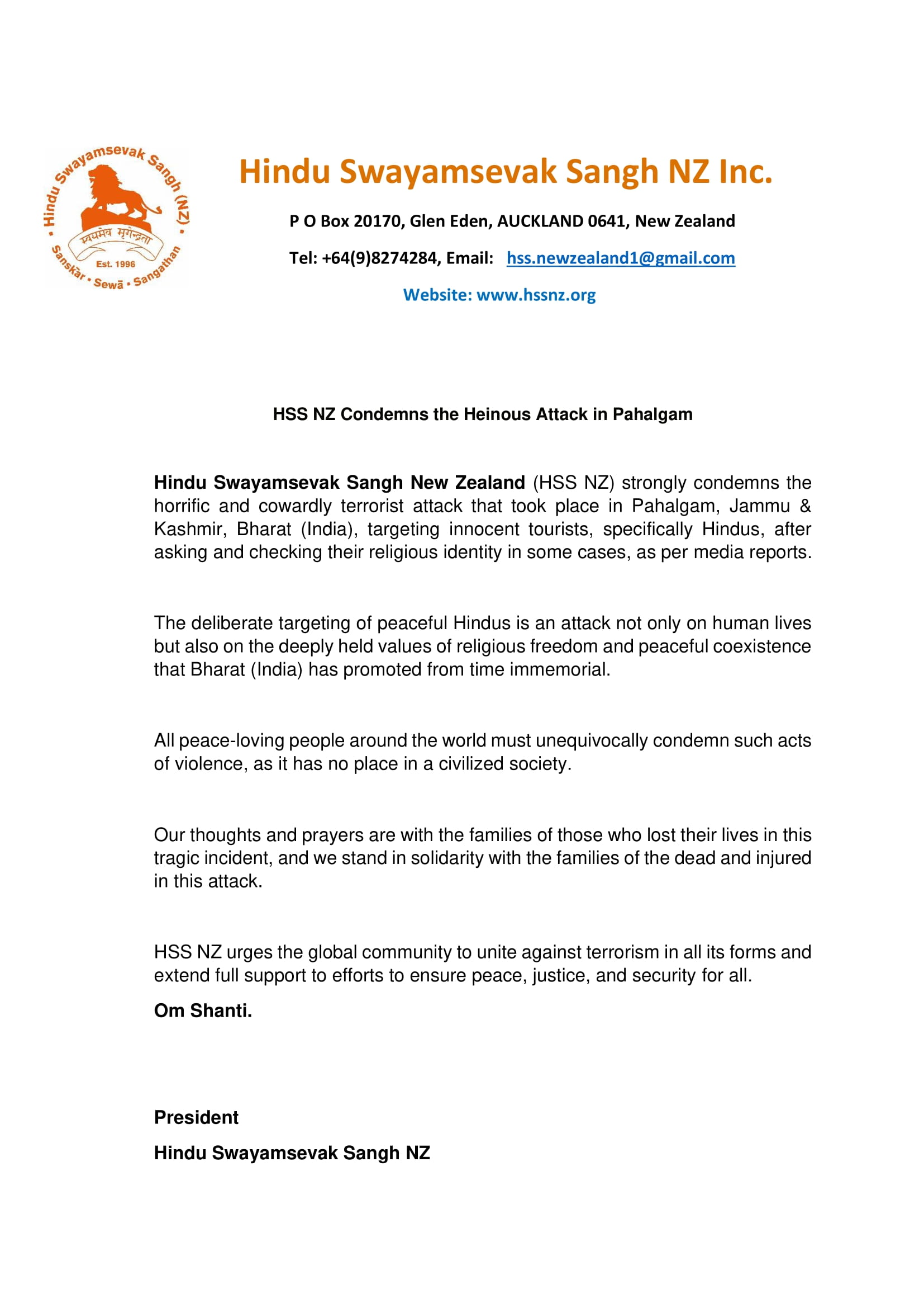 20250123 PRESS RELEASE HSS 1