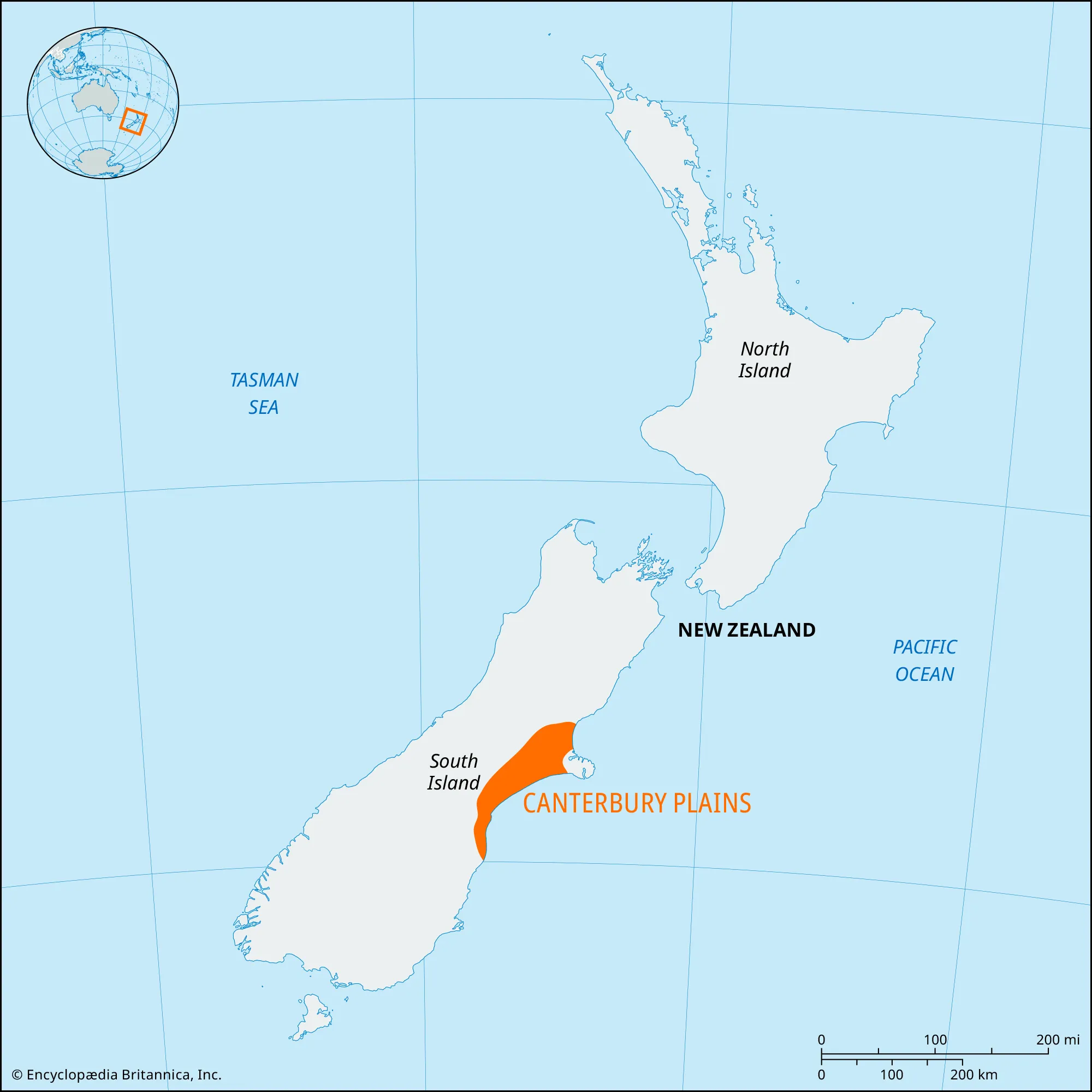 Locator Map Canterbury Plains